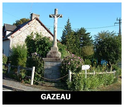 La croix actuelle, en granite, a &eacute;t&eacute; &eacute;rig&eacute;e &agrave; l&rsquo;occasion de la mission de 1913. Mais une croix plus ancienne existait un peu plus haut, au d&eacute;bouch&eacute; du chemin de la Landelle qui descendait de la Glouzie (rue de Picardie actuelle) et continuait tout droit vers la Gazaie. La croix &eacute;tait implant&eacute;e au milieu du carrefour de ce chemin avec celui qui rejoignait le P&acirc;tis. Elle figure sur le cadastre napol&eacute;onien de 1824. Elle a d&ucirc; &ecirc;tre enlev&eacute;e lors de la construction de la route de Plo&euml;rmel/Malestroit et la nouvelle, reconstruite un peu plus bas, a d&ucirc; l&rsquo;&ecirc;tre pour en rappeler le souvenir.