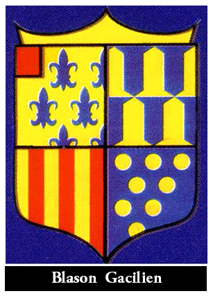 il est donc permis de penser que ce blason de la châtellenie de La Gacilly fut créé par Louis d’Amboise. Comme il épousa Marie de Rieux en 1426, le blason de La Gacilly doit dater des années qui suivent ; en tout cas, un document de 1454 porte la marque du sceau de la châtellenie.