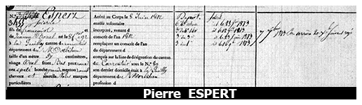En 1813 fiche militaire, soldat sous Napoléon AU u 140e régiment d'infanterie de ligne