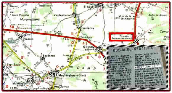 ROBERT Jean Marie Joseph - MPF : porté disparu du 25 au 29-9-1915 à Souain près de Mourmelon (Marne)