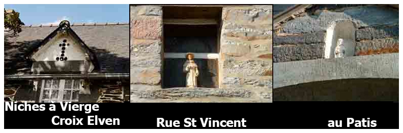 Niche à Vierge à la Croix-Elven , dans la Rue St Vincent et au Patis